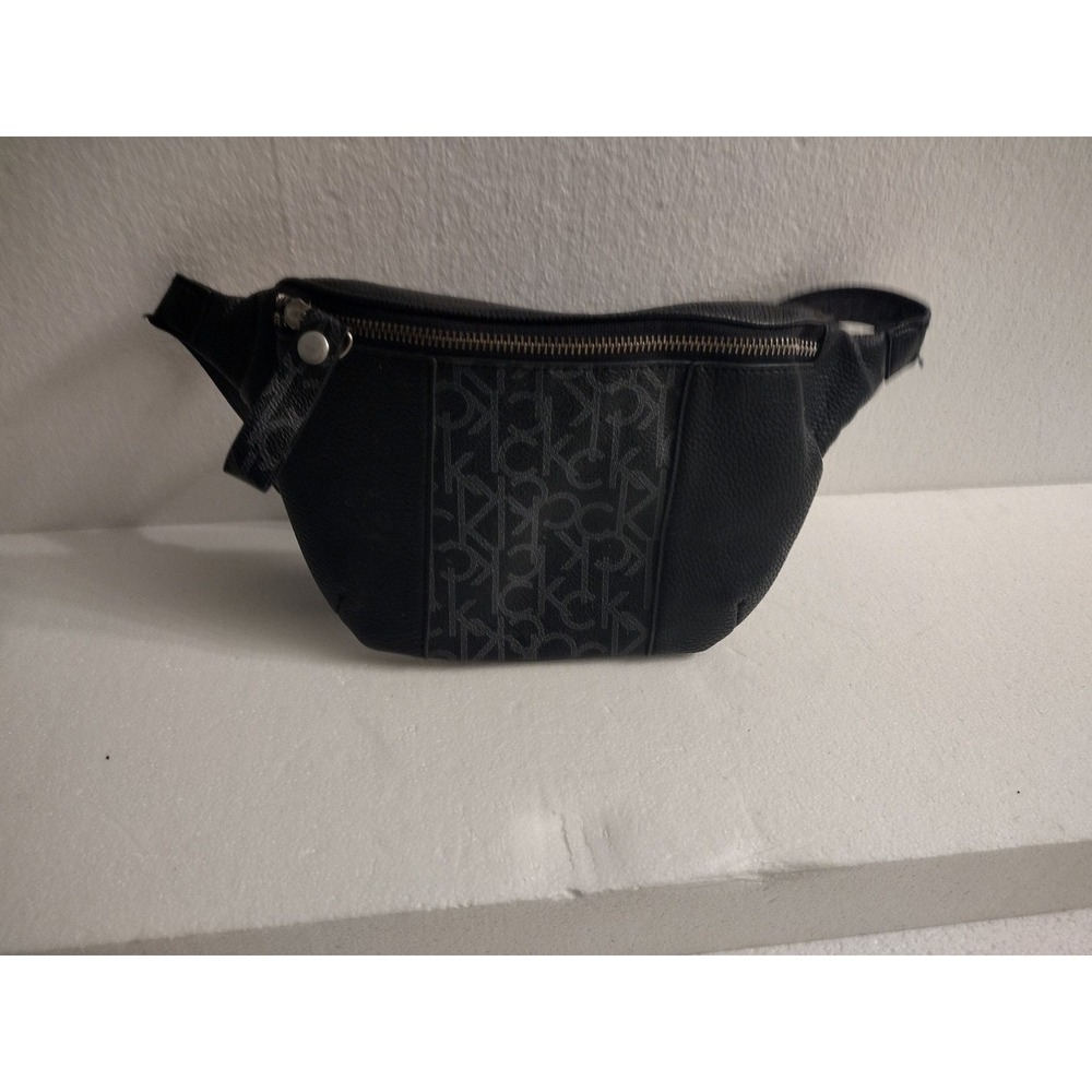 Calvin Klein Bag Womens Black Monogram Logo Waist Belt Fanny Pack Hip Pouch
